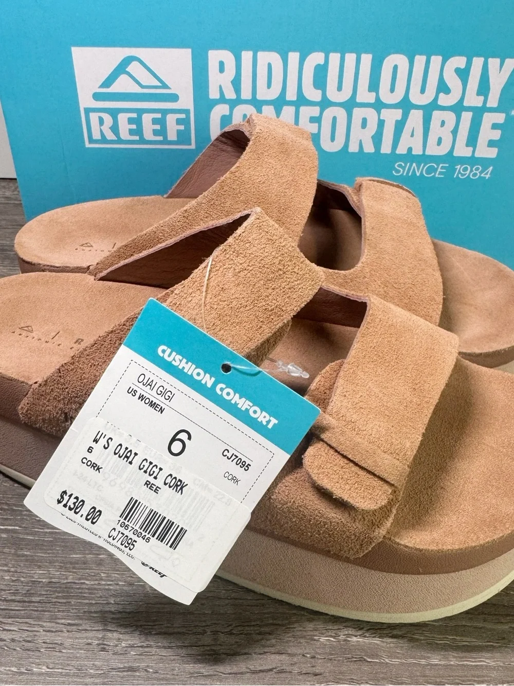 Reef Ojai Gigi Platform Cork Slide Sandals size 6 $130 NWT